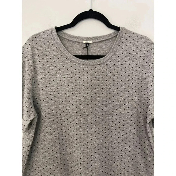 Monrow Women’s Size Large Gray Black Polka Dot Short Sleeve Crewneck T-shirt - Picture 5 of 10